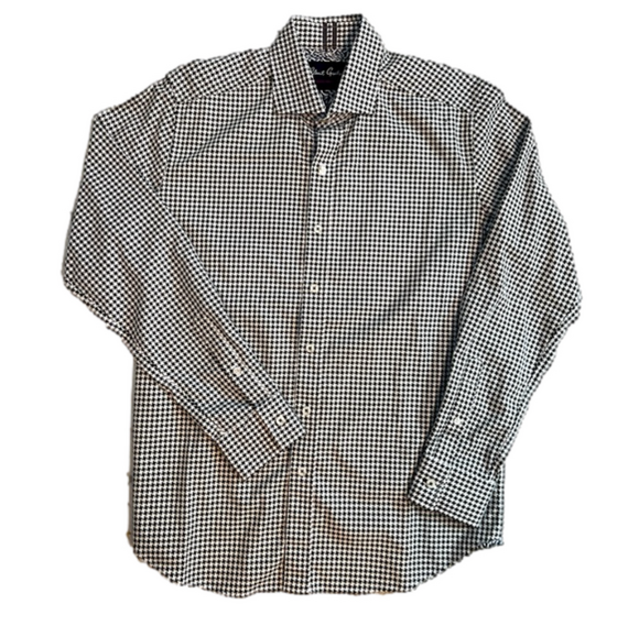 Robert Graham black & white woven button down shirt contrasting trim Size M